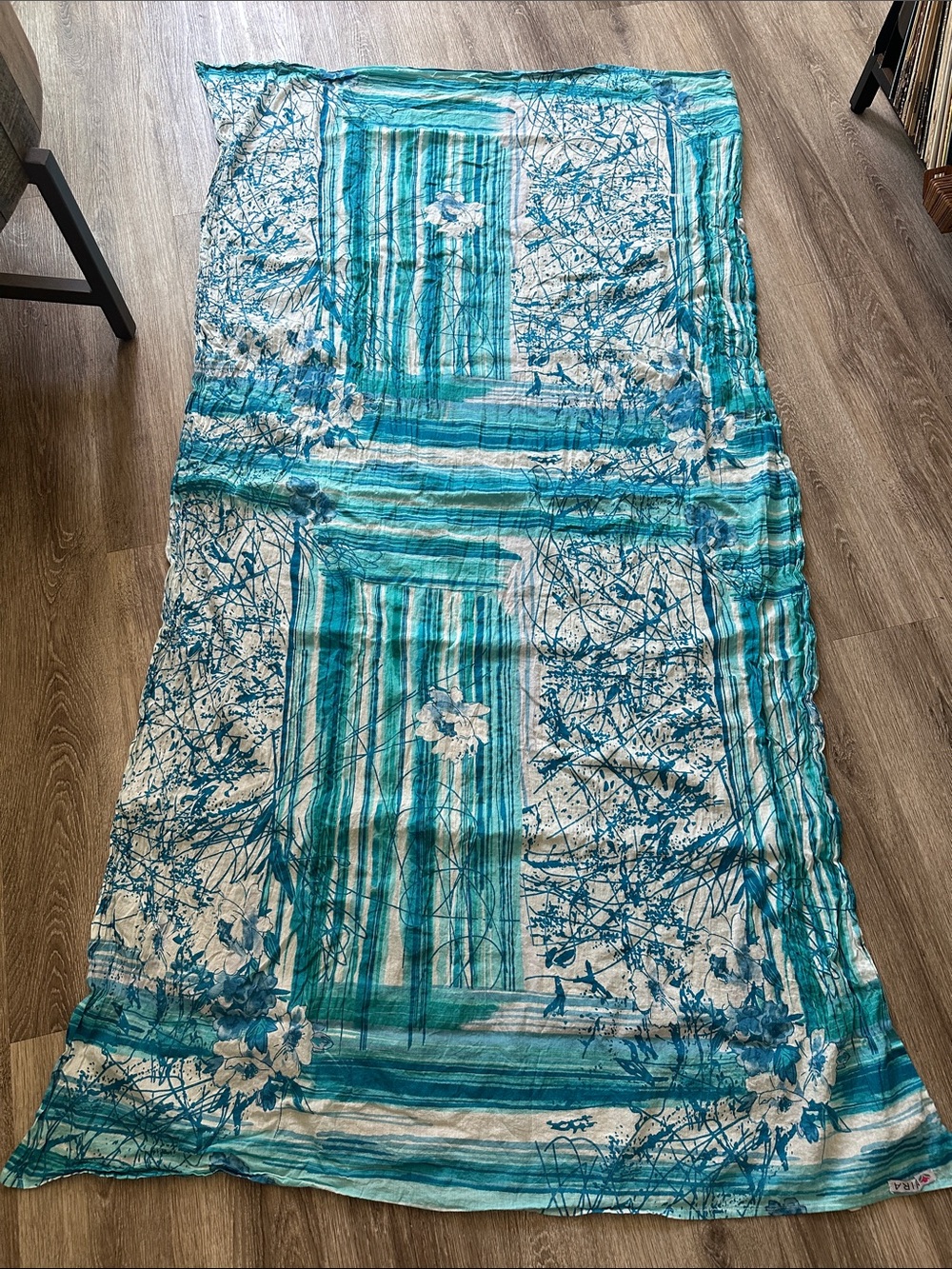 Blue Floral Striped Women’s scarf/coverup